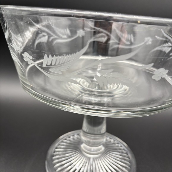 Riverside Glass Compote Thumbprint Band Clear EAPG Antique - Picture 2 of 11